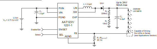 传导升压DC/DC转换器AAT1231的性能特点及应用