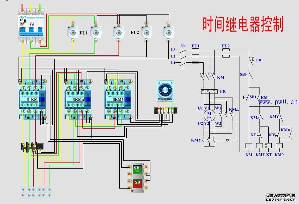 时间继电器控制电机降压启动电路图