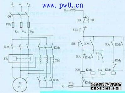 按钮接触器中间继电器控制的补偿器降压启动电