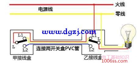 改双控单开带一个插座需要要几根线及接线图