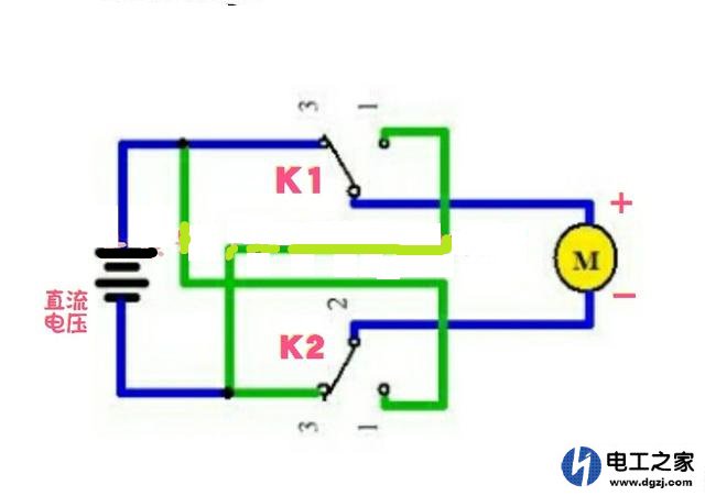 采用正负极性转换开关构成的简单正反转控制电