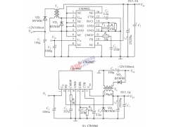 CW4960/CW4962构成双电压(+5V/1.5A、-12V/100mA)输出的应