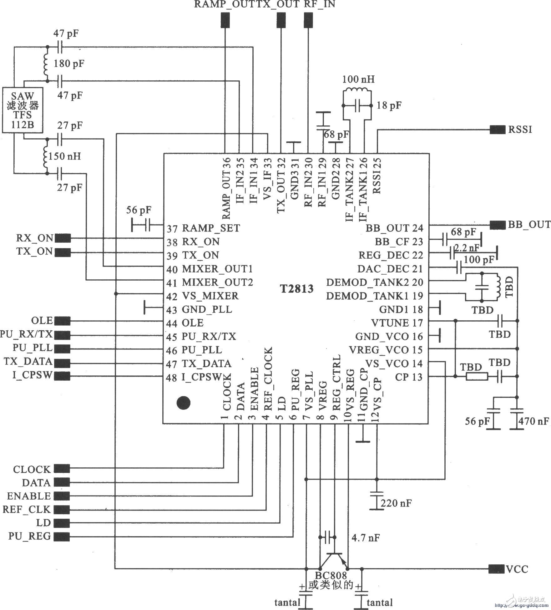 应用于2.45 GHz ISM频段的收发器T2813